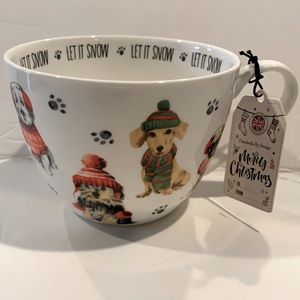 Adorable Christmas Mug With Dogs In Sweaters & Scarves.